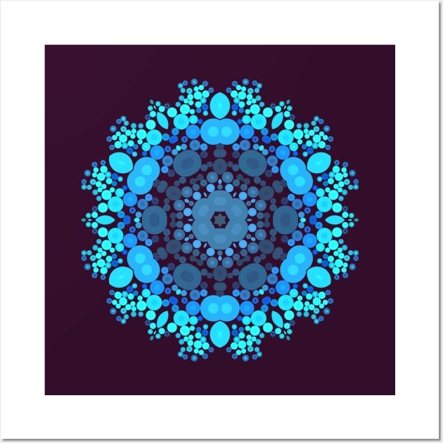 Dot Mandala Flower Blue and Purple Wall Art by WormholeOrbital